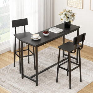 6887d48e9e6336c684a0769728202eb6d04ef66fee87f52c5c6e9.jpg GILLAS Set of 2 Bar Stools, Tall Bar Stool with Backrest and Footrest, Tall Bar Chairs, Industrial Style Counter Height Bar Stool for Dining Room, Kitchen, Rustic Brown