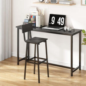 6887d495a3ca465f3b557e1e6f76e9508258a374dd1728967918b.jpg GILLAS Set of 2 Bar Stools, Tall Bar Stool with Backrest and Footrest, Tall Bar Chairs, Industrial Style Counter Height Bar Stool for Dining Room, Kitchen, Rustic Brown