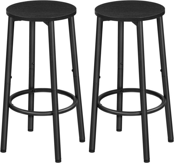 HOOBRO Bar Stools, Set of 2 Bar Chairs, Kitchen Round Height Stools with Footrest, Breakfast Bar Stools, Sturdy Steel Frame, for Dining Room, Kitchen, Party, Easy Assembly, Rustic Brown BF03BY01