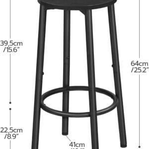 HOOBRO Bar Stools, Set of 2 Bar Chairs, Kitchen Round Height Stools with Footrest, Breakfast Bar Stools, Sturdy Steel Frame, for Dining Room, Kitchen, Party, Easy Assembly, Rustic Brown BF03BY01