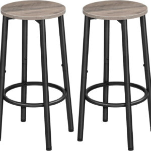 HOOBRO Bar Stools, Set of 2 Bar Chairs, Kitchen Round Height Stools with Footrest, Breakfast Bar Stools, Sturdy Steel Frame, for Dining Room, Kitchen, Party, Easy Assembly, Rustic Brown BF03BY01