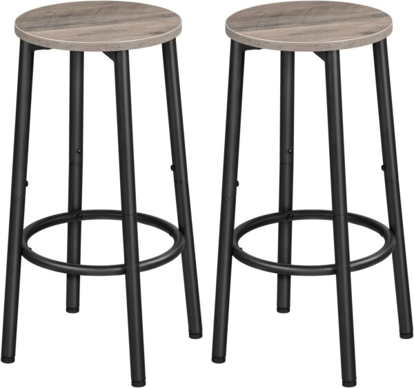 HOOBRO Bar Stools, Set of 2 Bar Chairs, Kitchen Round Height Stools with Footrest, Breakfast Bar Stools, Sturdy Steel Frame, for Dining Room, Kitchen, Party, Easy Assembly, Rustic Brown BF03BY01