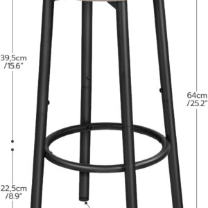 HOOBRO Bar Stools, Set of 2 Bar Chairs, Kitchen Round Height Stools with Footrest, Breakfast Bar Stools, Sturdy Steel Frame, for Dining Room, Kitchen, Party, Easy Assembly, Rustic Brown BF03BY01