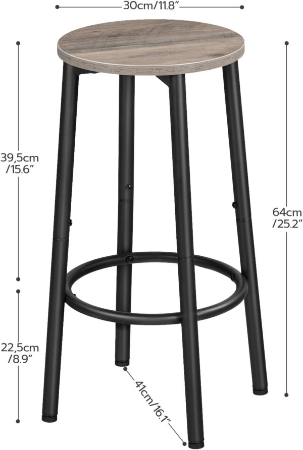 HOOBRO Bar Stools, Set of 2 Bar Chairs, Kitchen Round Height Stools with Footrest, Breakfast Bar Stools, Sturdy Steel Frame, for Dining Room, Kitchen, Party, Easy Assembly, Rustic Brown BF03BY01