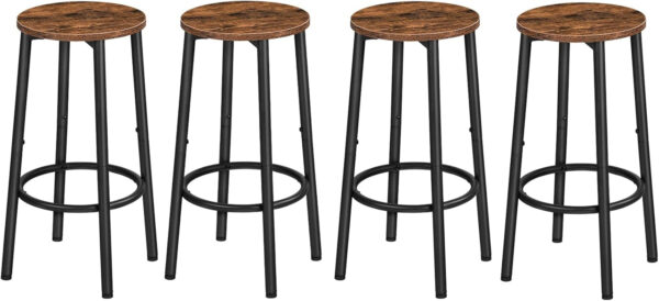 HOOBRO Bar Stools, Set of 2 Bar Chairs, Kitchen Round Height Stools with Footrest, Breakfast Bar Stools, Sturdy Steel Frame, for Dining Room, Kitchen, Party, Easy Assembly, Rustic Brown BF03BY01