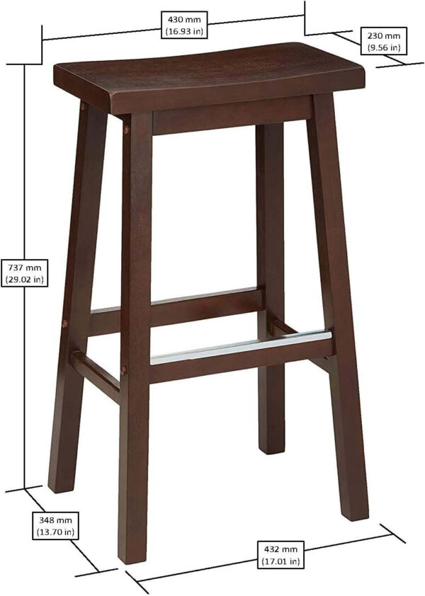 Amazon Basics Solid Wood Saddle-Seat Kitchen Counter Barstool with Footrest, Easy Assembly - 29-Inch Height - White - Set of 2