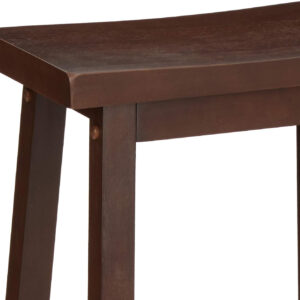 Amazon Basics Solid Wood Saddle-Seat Kitchen Counter Barstool with Footrest, Easy Assembly - 29-Inch Height - White - Set of 2