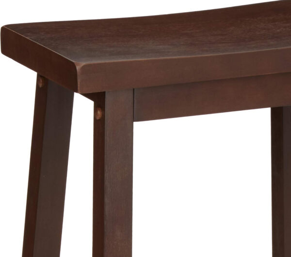 Amazon Basics Solid Wood Saddle-Seat Kitchen Counter Barstool with Footrest, Easy Assembly - 29-Inch Height - White - Set of 2