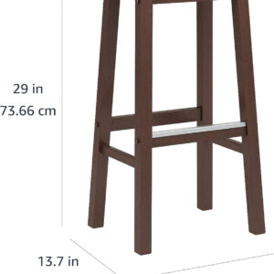 Amazon Basics Solid Wood Saddle-Seat Kitchen Counter Barstool with Footrest, Easy Assembly - 29-Inch Height - White - Set of 2