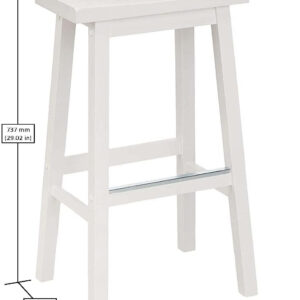Amazon Basics Solid Wood Saddle-Seat Kitchen Counter Barstool with Footrest, Easy Assembly - 29-Inch Height - White - Set of 2