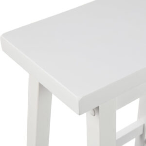 Amazon Basics Solid Wood Saddle-Seat Kitchen Counter Barstool with Footrest, Easy Assembly - 29-Inch Height - White - Set of 2
