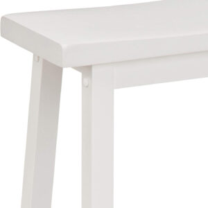 Amazon Basics Solid Wood Saddle-Seat Kitchen Counter Barstool with Footrest, Easy Assembly - 29-Inch Height - White - Set of 2