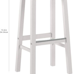 Amazon Basics Solid Wood Saddle-Seat Kitchen Counter Barstool with Footrest, Easy Assembly - 29-Inch Height - White - Set of 2