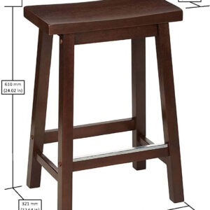 Amazon Basics Solid Wood Saddle-Seat Kitchen Counter Barstool with Footrest, Easy Assembly - 29-Inch Height - White - Set of 2