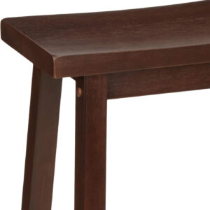 Amazon Basics Solid Wood Saddle-Seat Kitchen Counter Barstool with Footrest, Easy Assembly - 29-Inch Height - White - Set of 2