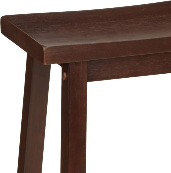 Amazon Basics Solid Wood Saddle-Seat Kitchen Counter Barstool with Footrest, Easy Assembly - 29-Inch Height - White - Set of 2