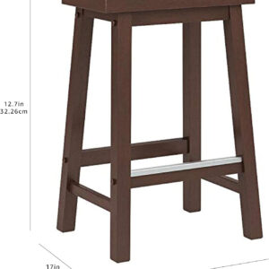 Amazon Basics Solid Wood Saddle-Seat Kitchen Counter Barstool with Footrest, Easy Assembly - 29-Inch Height - White - Set of 2