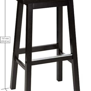 Amazon Basics Solid Wood Saddle-Seat Kitchen Counter Barstool with Footrest, Easy Assembly - 29-Inch Height - White - Set of 2