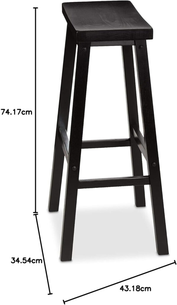 Amazon Basics Solid Wood Saddle-Seat Kitchen Counter Barstool with Footrest, Easy Assembly - 29-Inch Height - White - Set of 2