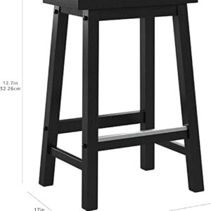 Amazon Basics Solid Wood Saddle-Seat Kitchen Counter Barstool with Footrest, Easy Assembly - 29-Inch Height - White - Set of 2