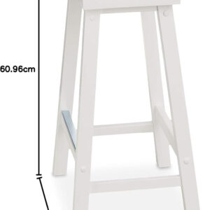 Amazon Basics Solid Wood Saddle-Seat Kitchen Counter Barstool with Footrest, Easy Assembly - 29-Inch Height - White - Set of 2