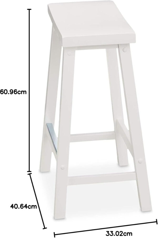 Amazon Basics Solid Wood Saddle-Seat Kitchen Counter Barstool with Footrest, Easy Assembly - 29-Inch Height - White - Set of 2