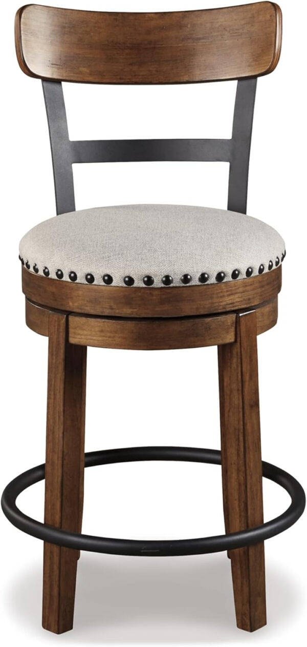 Signature Design by Ashley Valebeck Rustic Farmhouse 24.5” Counter Height Swivel Bar Stool, Brown