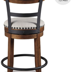 Signature Design by Ashley Valebeck Rustic Farmhouse 24.5” Counter Height Swivel Bar Stool, Brown