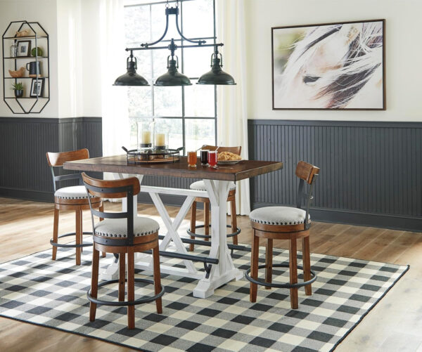 Signature Design by Ashley Valebeck Rustic Farmhouse 24.5” Counter Height Swivel Bar Stool, Brown