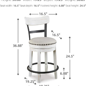 Signature Design by Ashley Valebeck Rustic Farmhouse 24.5” Counter Height Swivel Bar Stool, Brown