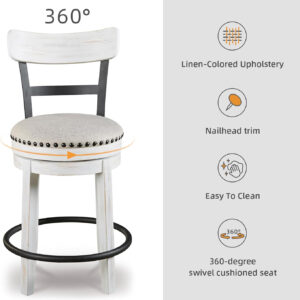 Signature Design by Ashley Valebeck Rustic Farmhouse 24.5” Counter Height Swivel Bar Stool, Brown