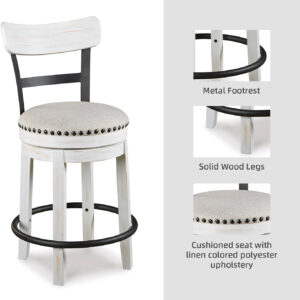 Signature Design by Ashley Valebeck Rustic Farmhouse 24.5” Counter Height Swivel Bar Stool, Brown