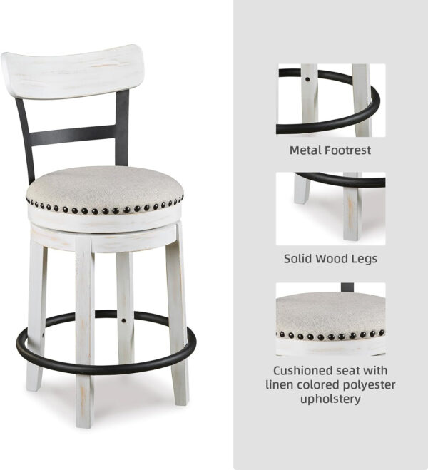 Signature Design by Ashley Valebeck Rustic Farmhouse 24.5” Counter Height Swivel Bar Stool, Brown