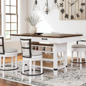 Signature Design by Ashley Valebeck Rustic Farmhouse 24.5” Counter Height Swivel Bar Stool, Brown