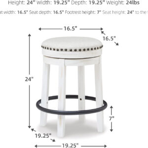 Signature Design by Ashley Valebeck Rustic Farmhouse 24.5” Counter Height Swivel Bar Stool, Brown