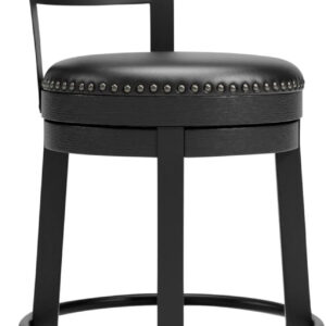 Signature Design by Ashley Valebeck Rustic Farmhouse 24.5” Counter Height Swivel Bar Stool, Brown