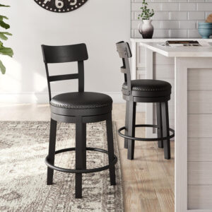 Signature Design by Ashley Valebeck Rustic Farmhouse 24.5” Counter Height Swivel Bar Stool, Brown