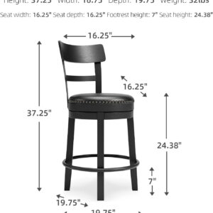 Signature Design by Ashley Valebeck Rustic Farmhouse 24.5” Counter Height Swivel Bar Stool, Brown