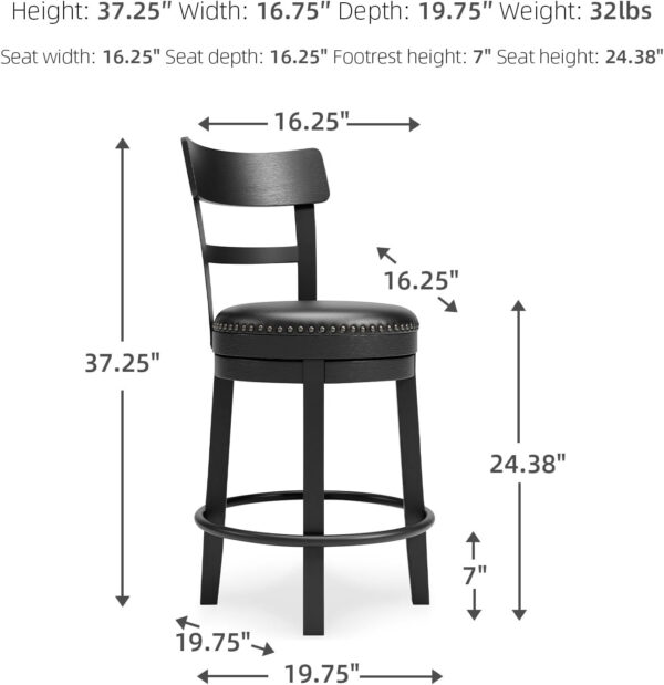 Signature Design by Ashley Valebeck Rustic Farmhouse 24.5” Counter Height Swivel Bar Stool, Brown