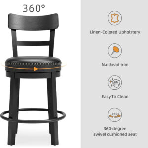 Signature Design by Ashley Valebeck Rustic Farmhouse 24.5” Counter Height Swivel Bar Stool, Brown