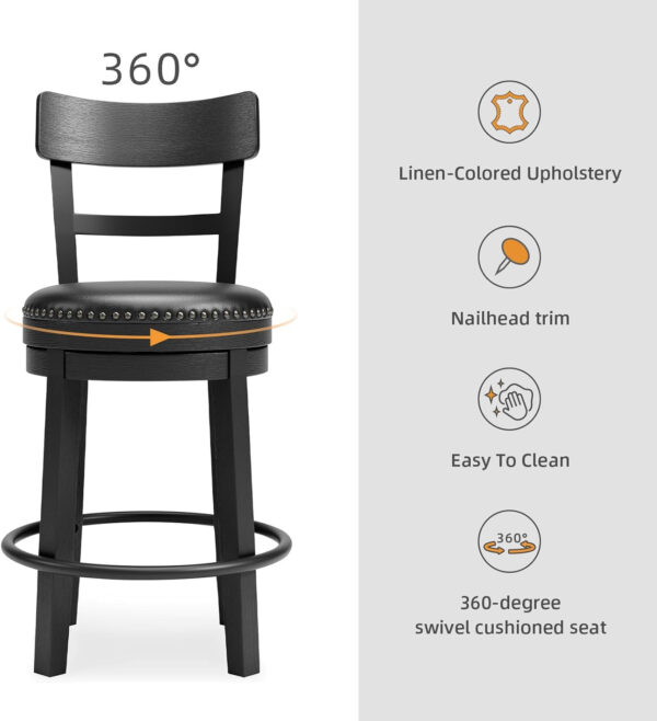 Signature Design by Ashley Valebeck Rustic Farmhouse 24.5” Counter Height Swivel Bar Stool, Brown