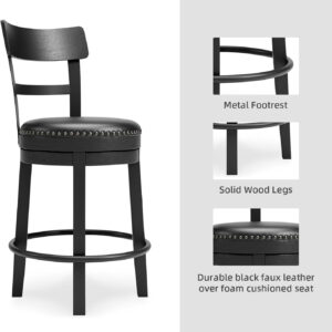Signature Design by Ashley Valebeck Rustic Farmhouse 24.5” Counter Height Swivel Bar Stool, Brown