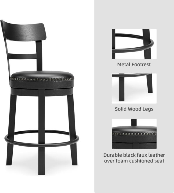 Signature Design by Ashley Valebeck Rustic Farmhouse 24.5” Counter Height Swivel Bar Stool, Brown