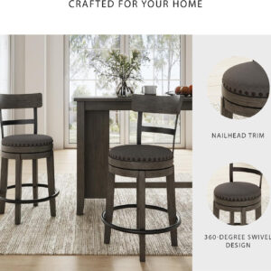 Signature Design by Ashley Valebeck Rustic Farmhouse 24.5” Counter Height Swivel Bar Stool, Brown