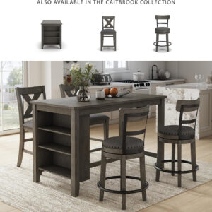 Signature Design by Ashley Valebeck Rustic Farmhouse 24.5” Counter Height Swivel Bar Stool, Brown