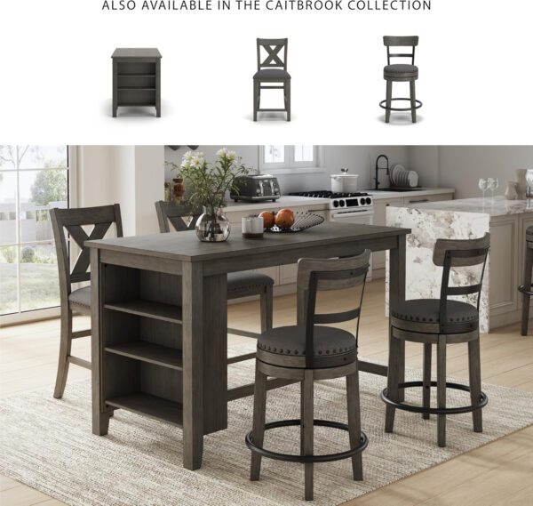 Signature Design by Ashley Valebeck Rustic Farmhouse 24.5” Counter Height Swivel Bar Stool, Brown