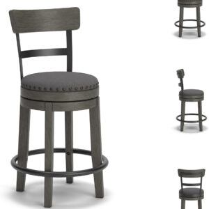 Signature Design by Ashley Valebeck Rustic Farmhouse 24.5” Counter Height Swivel Bar Stool, Brown