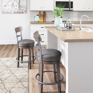 Signature Design by Ashley Valebeck Rustic Farmhouse 24.5” Counter Height Swivel Bar Stool, Brown