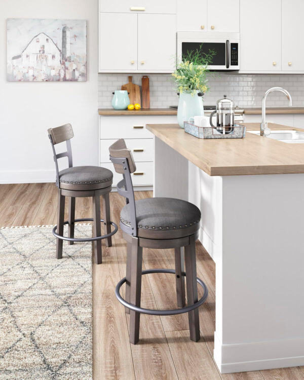Signature Design by Ashley Valebeck Rustic Farmhouse 24.5” Counter Height Swivel Bar Stool, Brown