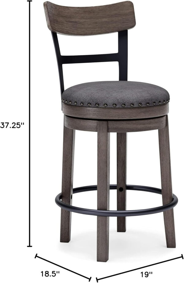 Signature Design by Ashley Valebeck Rustic Farmhouse 24.5” Counter Height Swivel Bar Stool, Brown